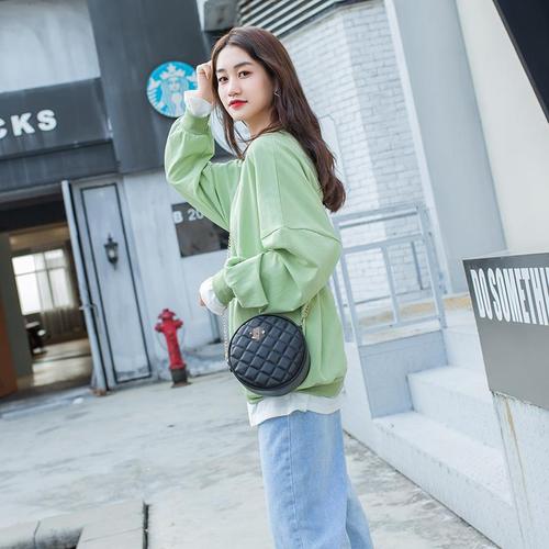 Fashionable rhombus embroidered square round bag 2024 spring and summer new fashion internet celebrity small square bag round bag single shoulder crossbody bag for women