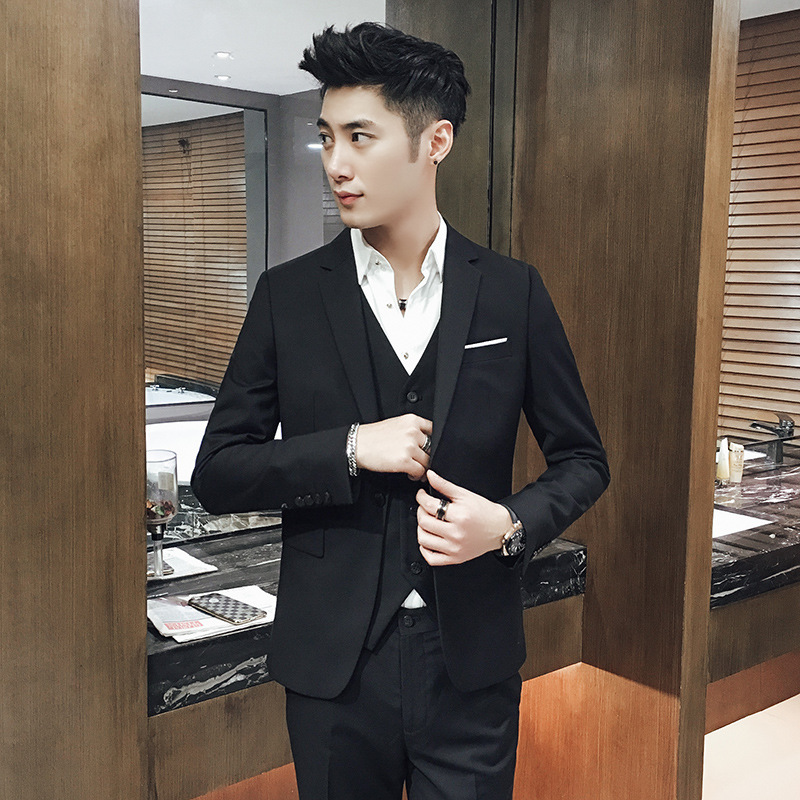 Jacket + waistcoat + pants Korean suit suit fashion business work wedding three-piece suit men's clothing