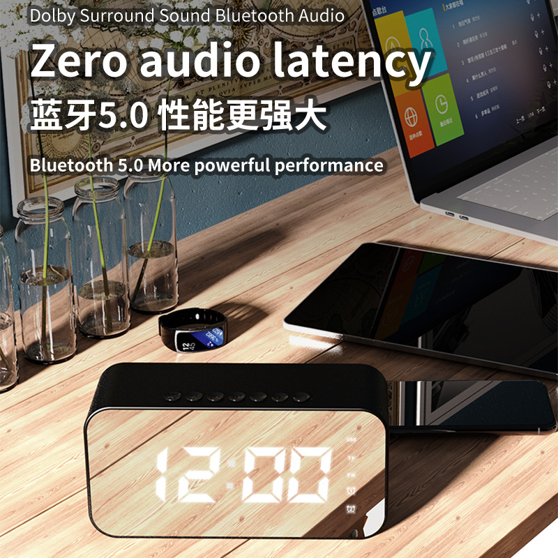 S15 altavoz Bluetooth reloj de alarma de larga duración HIFI calidad de sonido comercio exterior venta caliente TF pantalla de tiempo de radio