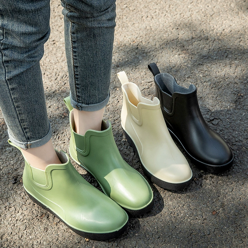 Кухня женская дождевая обувь короткая водонепроницаемая дождевая сапоги нескользящая водная обувь для взрослых моды сеть красные четыре сезона ножки резиновая обувь через границу