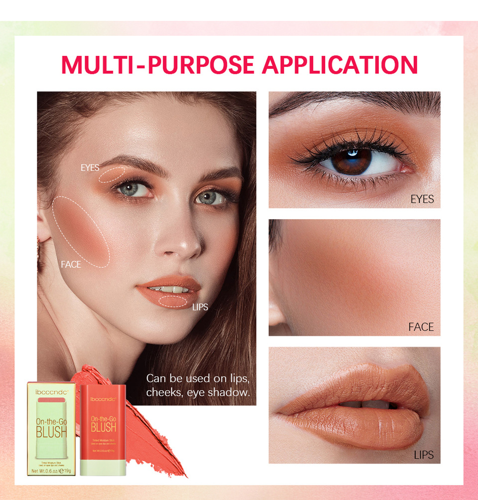 ibcccndc Three-dimensional Blush Cream Red Pink Natural Smooth Blush Blush Apply Blush undefined