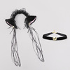 Accessory, headband, small bell with bow, choker, set, handmade, Lolita style, fox, raccoon
