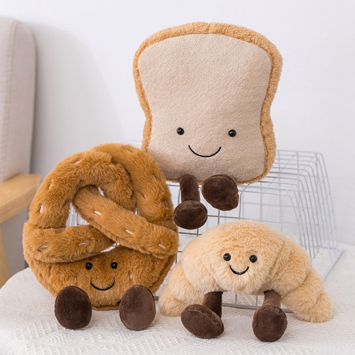Adorable Croissant Bread Doll, Creative Little Eye Croissant Bagel Toast Plush Toy Pillow, Doll Stuffed Animal