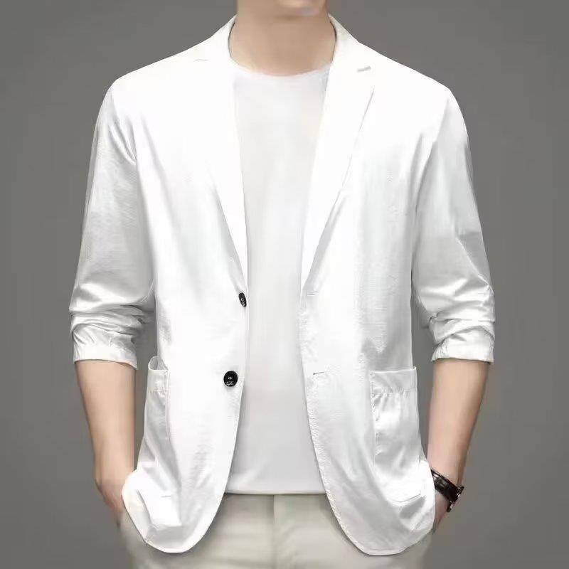 Summer Ice Silk Suit Men's Ultra-thin Casual Sun Protection Suit Small Suit Lightweight Spring and Autumn Single Western Jacket Top