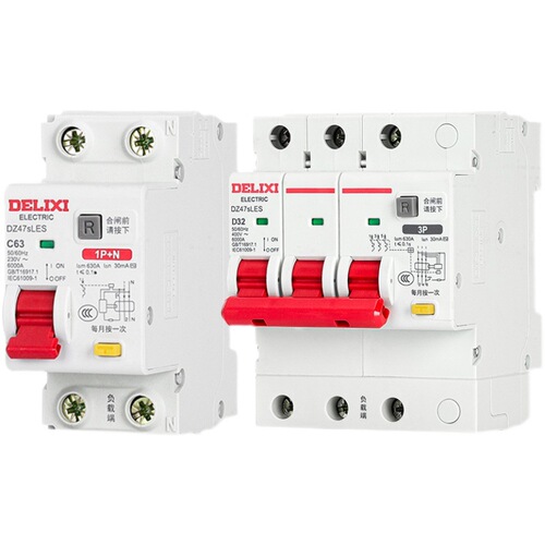 Delixi DZ47SLES leakage protector 2P household 1P63A three-phase 3P+N circuit breaker 4P air switch