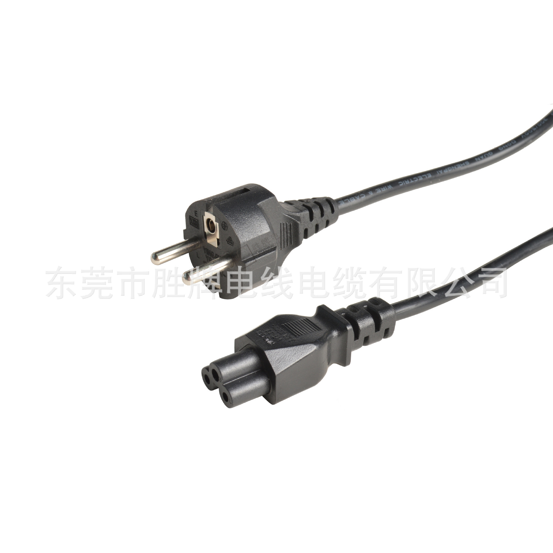供应欧标VDE直三插16A直梅花尾电源线 H05VV-F 3*0.75MM 1米长