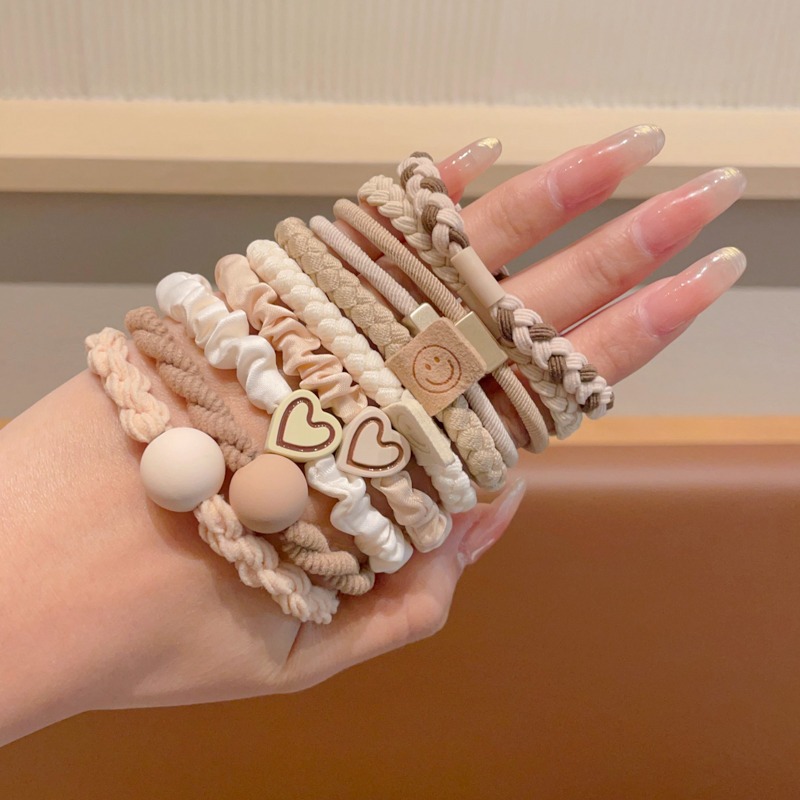 Niños de color café leche de banda de goma de alta elasticidad anillo para el cabello de niñas de cabello de cola de caballo alta no daña el cabello corda de cabello duradera