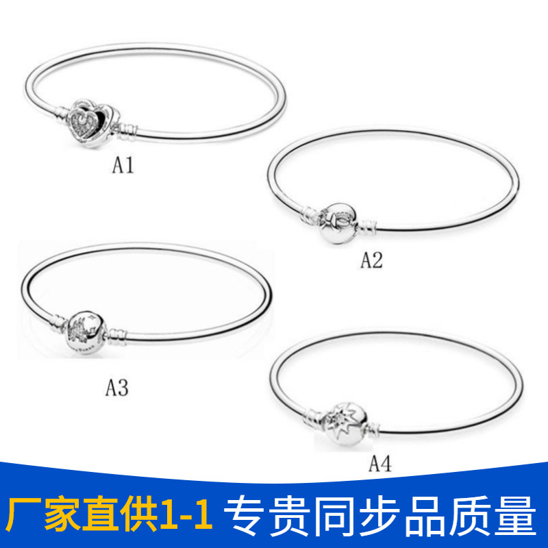 Pandora S925 Sterling Silver Bracelet Classic Style Di S Ni Bow Button Buckle Love Tree Smooth Bracelet diy