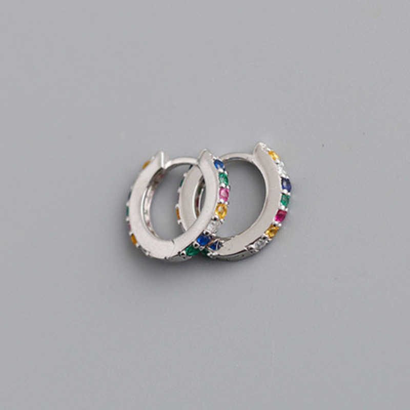 2021 New Foreign Trade 7mm Europe and America Cross Border S925 Silver round MicroInlaid Color Zircon Earrings Earrings Earrings for Womenpicture10