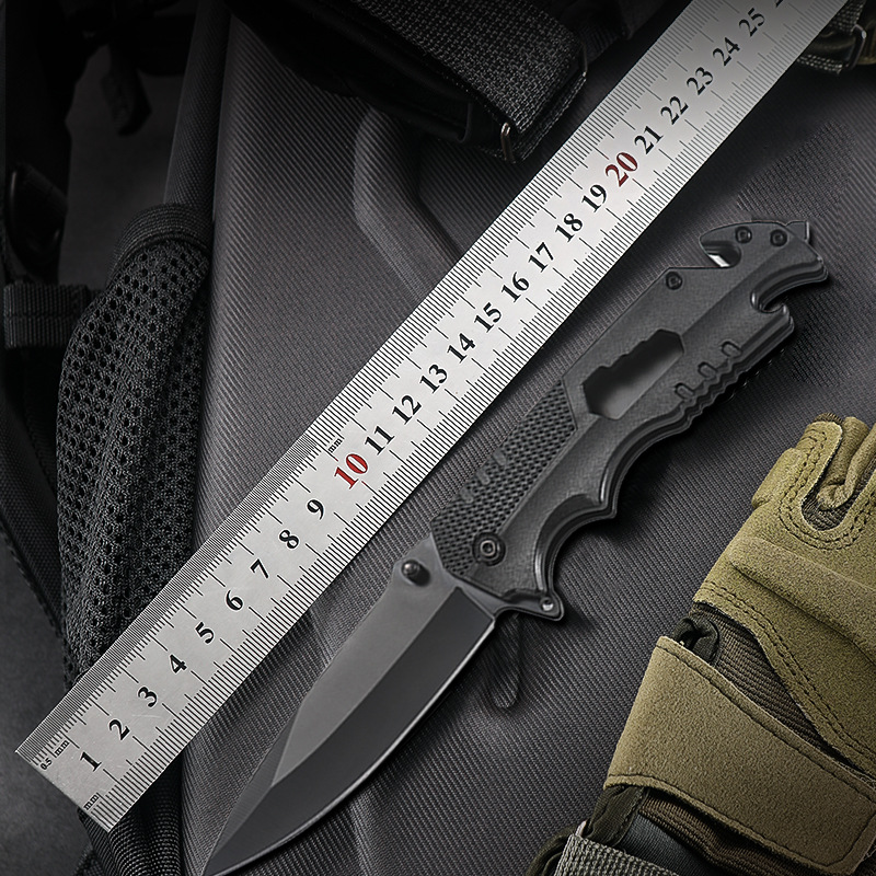 Cuchillo para exteriores de acero inoxidable Cuchillo plegable de autodefensa multiusos de alta dureza Cuchillo portátil de supervivencia de campamento Cuchillo plegable de bolsillo