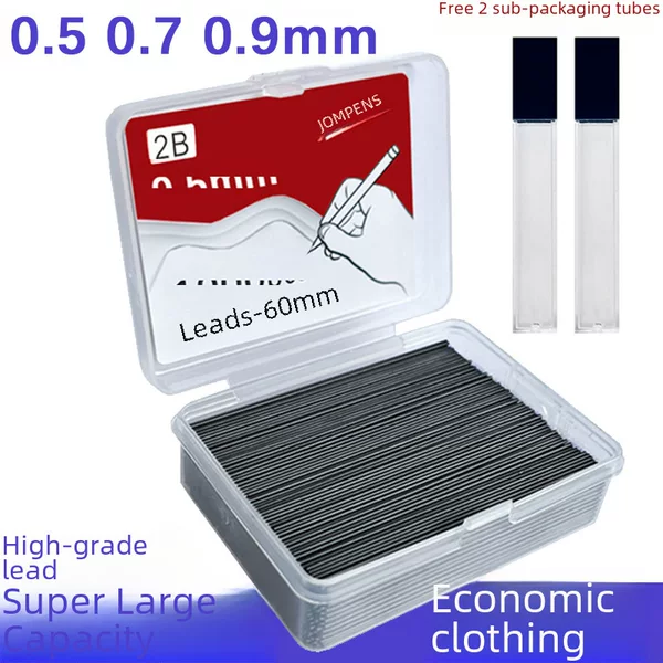 2B Automatic Pencil Lead, 1000 Pieces, Refillable Resin Pencil Lead, 0.50.70.9mm, Break-Resistant, High Capacity