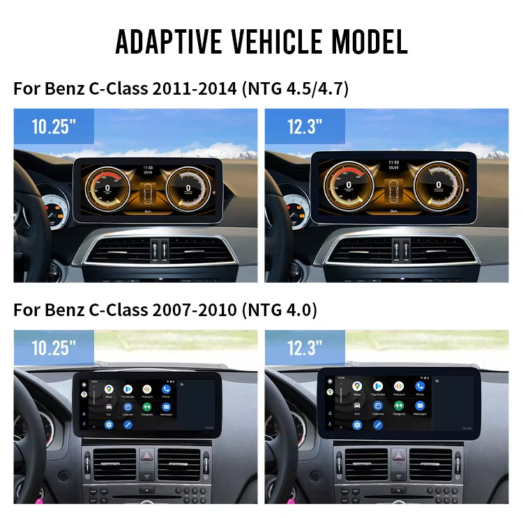 Suitable for Mercedes-Benz C200/Glc300/Glk/Gla/E260/A-Class Central Control Display Large-Screen Navigation All-In-One Machine