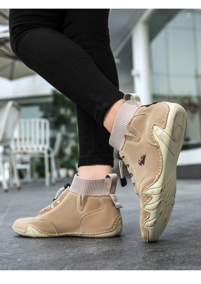 Bốt Martin cổ vừa unisex kiểu dây thun, đế bằng, form rộng — C8005 kaki, C8005 màu xám, C8005 màu đen, C8005M kaki lót nhung chi tiết 12