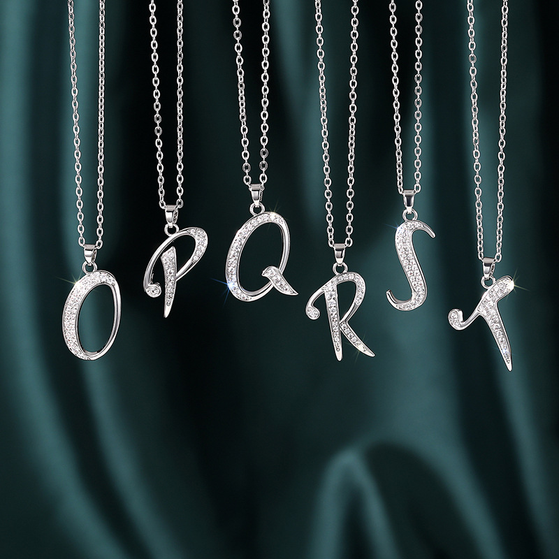 曹适跨境时尚26个字母项饰 设计感潮流英文吊坠 爆款个性新款项链