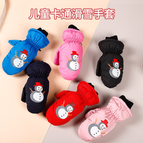 3-10 Children's Ski Gloves Outdoor Cycling Gloves Winter Warm Waterproof Children's Gloves Play in the Snow without Wet Hands