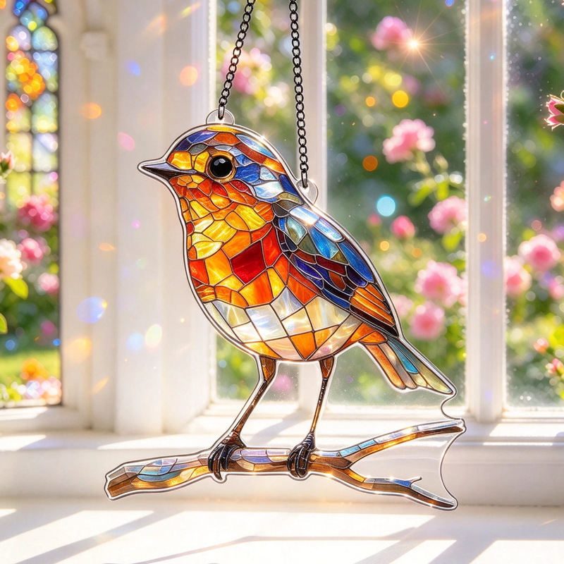 Cross-Border Popular Acrylic Hummingbird Pendant Christmas Atmosphere Ornament Living Room Decoration Craft Sun Catcher