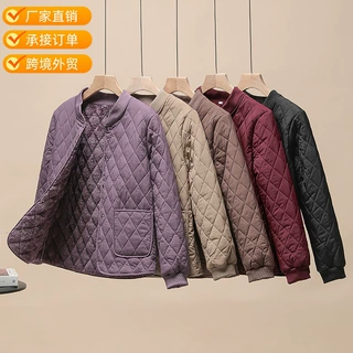 菱格加厚保暖棉服女短款2026新款中老年妈妈百搭显瘦休闲棉袄外套