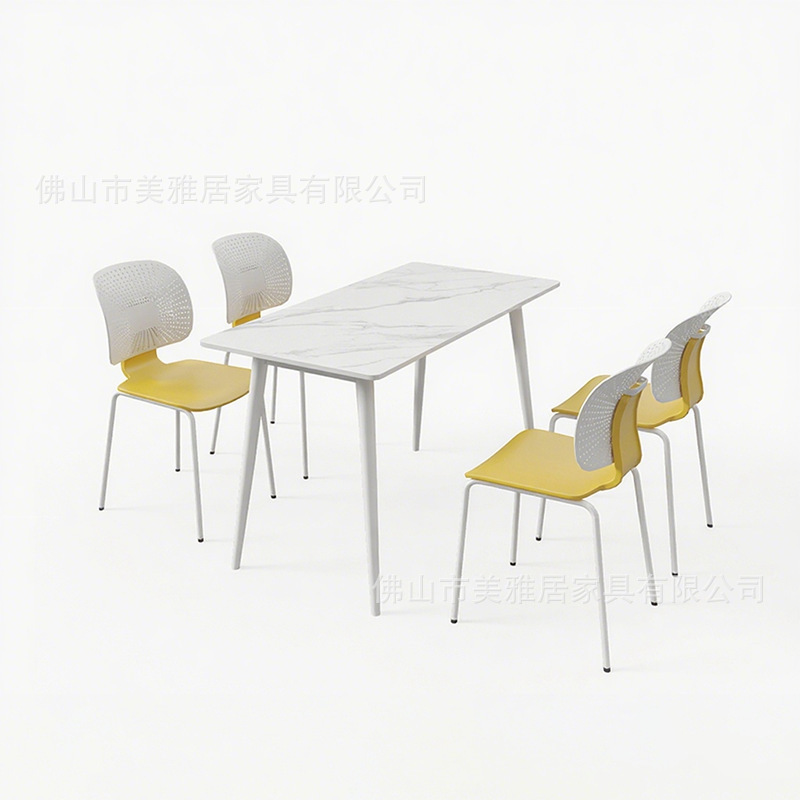 Mesa y silla de comedor de estudiantes de escuela Compañía comercial Comedor de personal de fábrica Comedor de postre Tienda de té de leche combinación de mesa y silla de comedor de tabla de roca