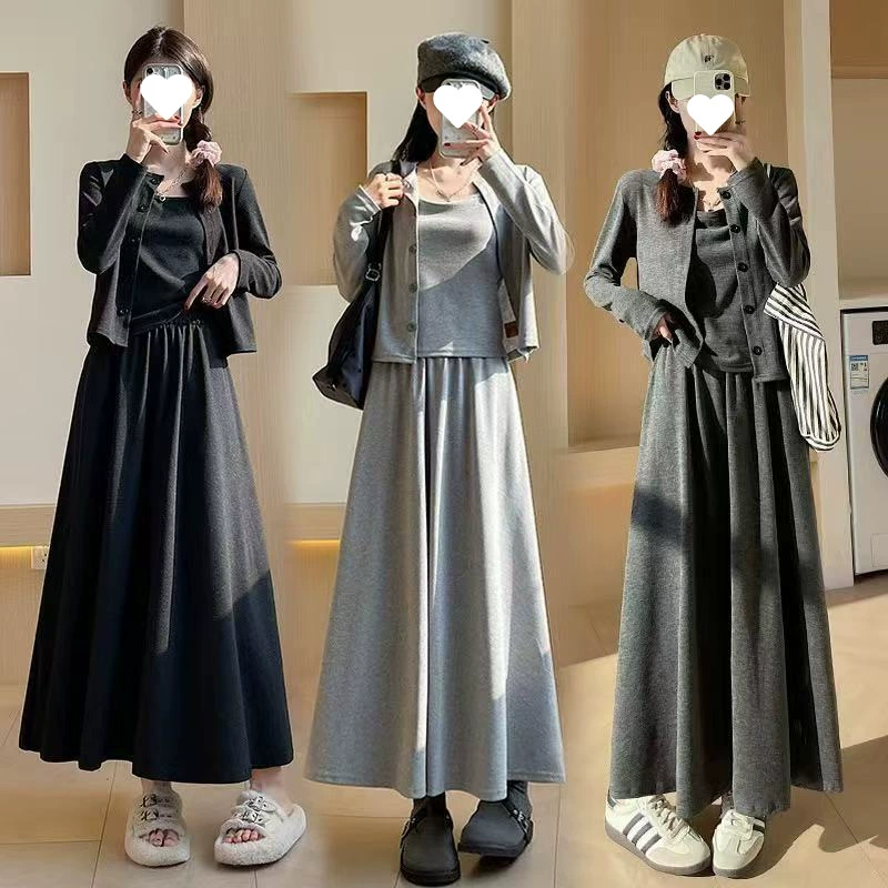 [Удобный и не объемный] 2025 новый модный повседневный женский костюм, элитный утягивающий кардиган, элегантная юбка