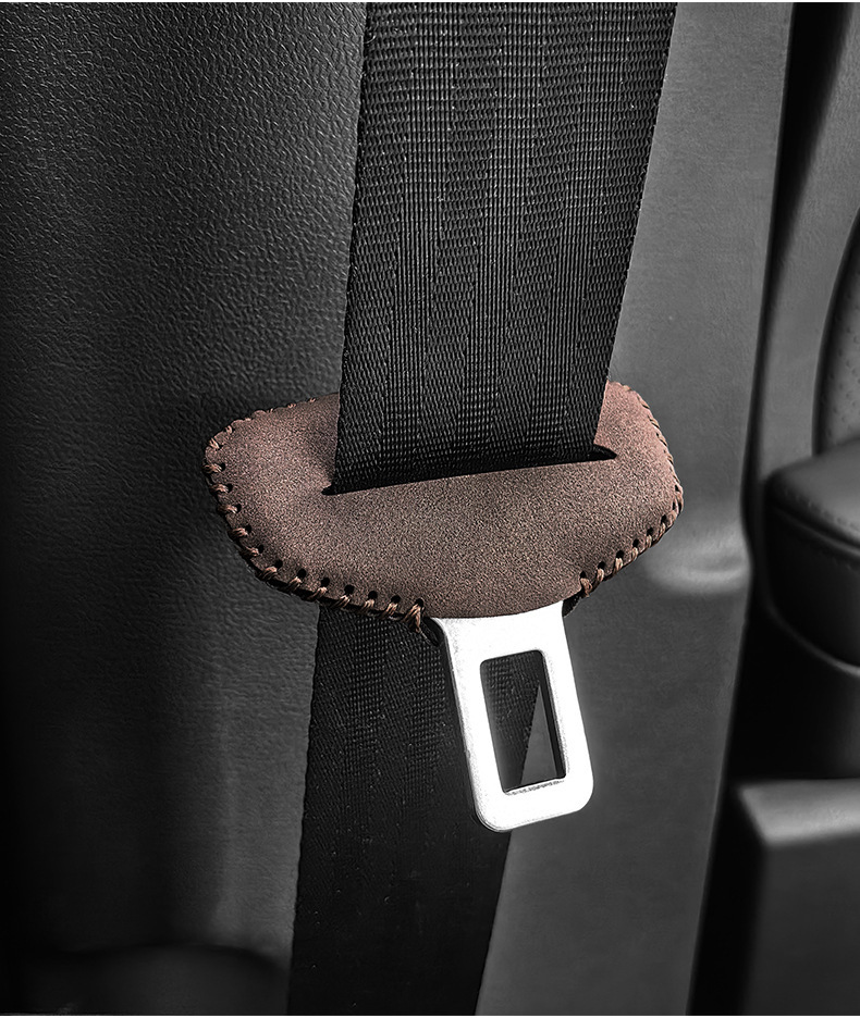Cross-Border Customizable Logo to Reduce Noise, Suede Leather Seat Belt Buckle Protective Cover, Safety Belt Card Head, Car Interior