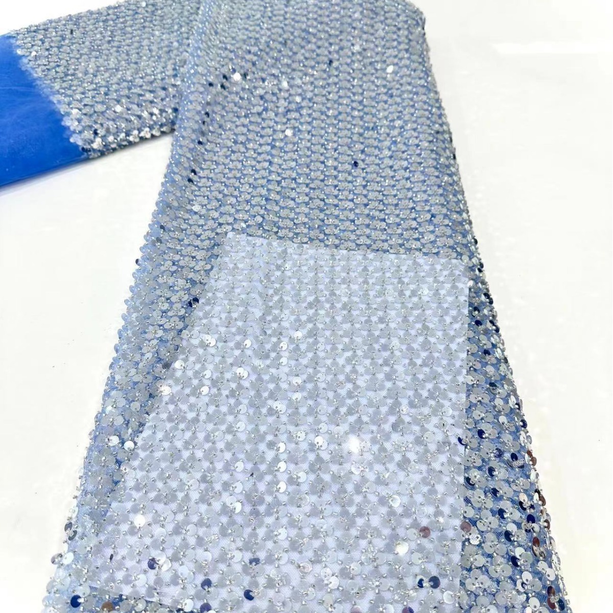 Multicolor industria pesada sequinilla bordado tubo bordado tela de moda lujosa vestido de boda ropa de moda tela de espectáculo