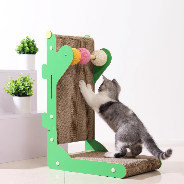 Tablero de agarre de gato de cactus, rectificador vertical de garras, papel corrugado, resistente al desgaste, resistente al agarre, sin astillas, núcleo interno, juguetes intercambiables, suministros para gatos