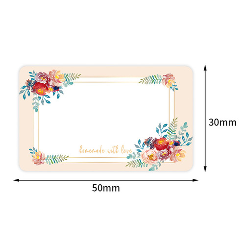 500 sheets/rolls floral rectangular stickers with handwritten labels, exquisite gift packaging decoration, self-adhesive labels