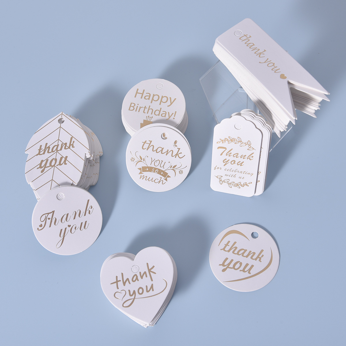 现货生日快乐烫金卡片thankyou感谢吊牌派对礼品卡包装盒装饰标签