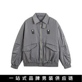 悟俗男装2025秋季新款日系复古翻领大口袋防风飞行夹克百搭外套男