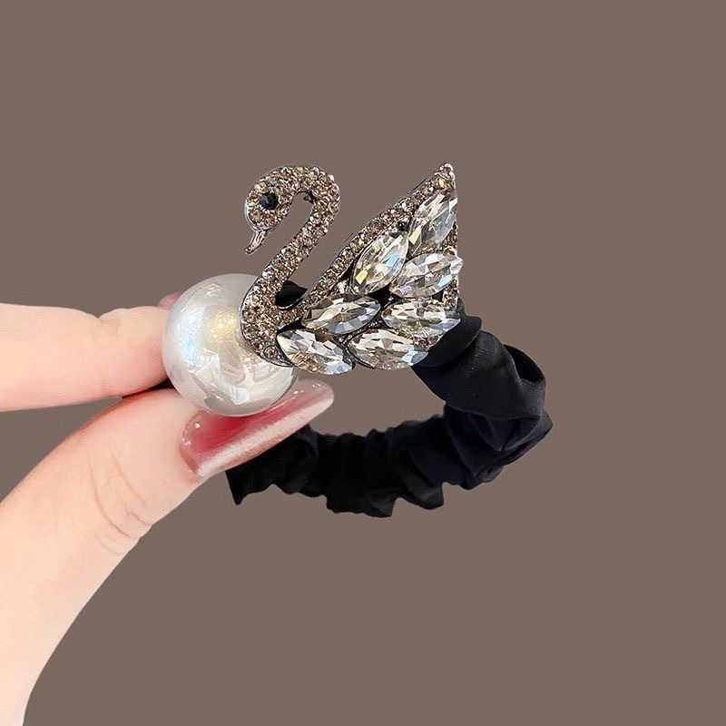Tejido a mano perla intestino grueso anillo de cabello Ruyi temperamento de alta elasticidad cabeza de cola de caballo cuerdas de cabello adornamiento de cabello para mujeres