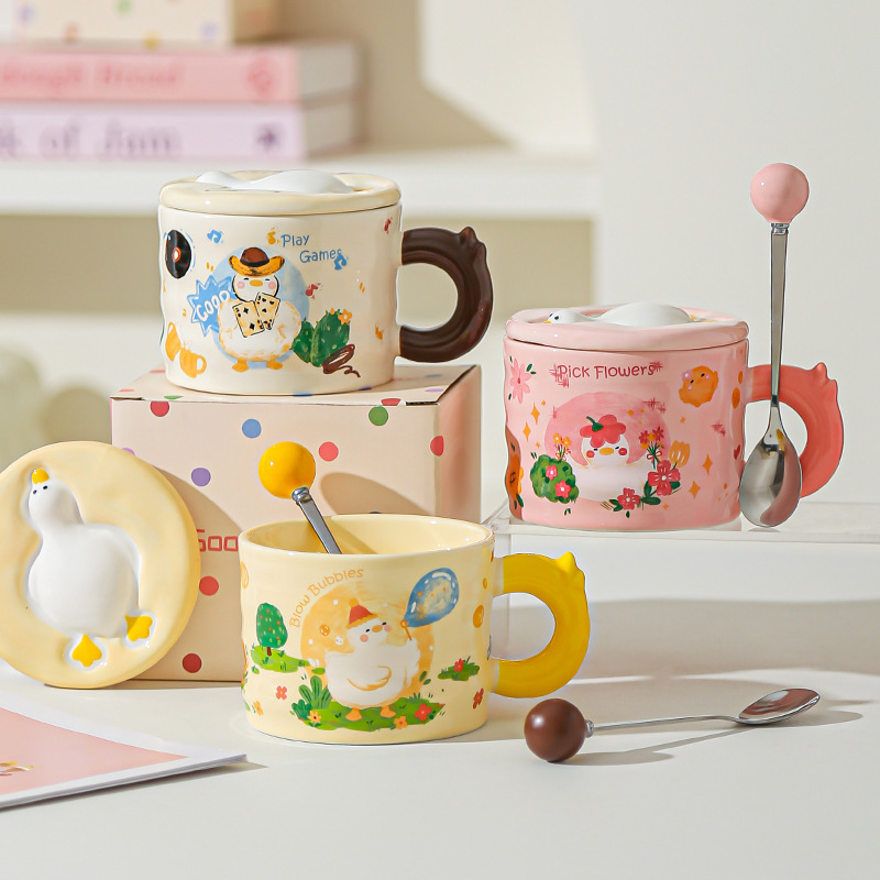 Taza retro de alto valor Taza de cerámica artística Regalo de cumpleaños para niñas, novia, regalo de mano, caja de regalo