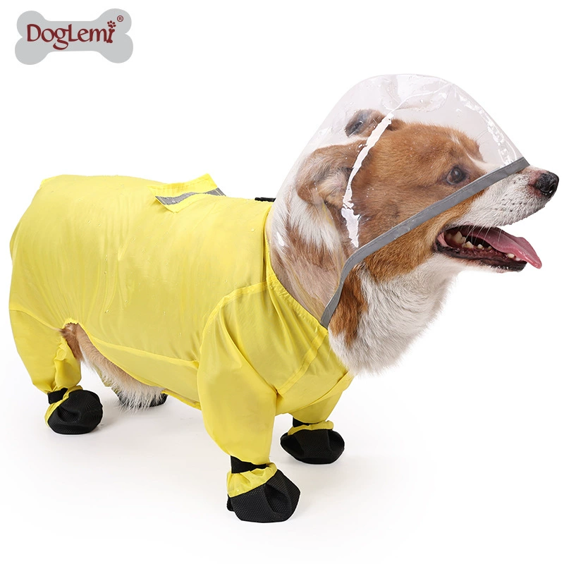 Собака дождевик прозрачная шляпа Водонепроницаемый дождливый день одежда выгул собака артефакт маленький средний размер собаки светоотражающие пончо для домашних животных плащ