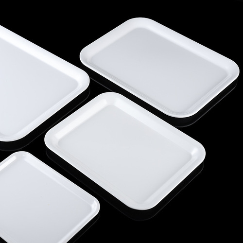 White melamine rectangular tray restaurant canteen hotel commercial imitation porcelain plastic binaural serving pp tray dinner plate
