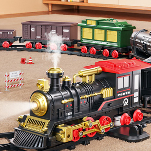 Children's Electric Train Artificial Retro Steam Rail Car Model High-Speed Rail Toy Boy's Birthday Gift