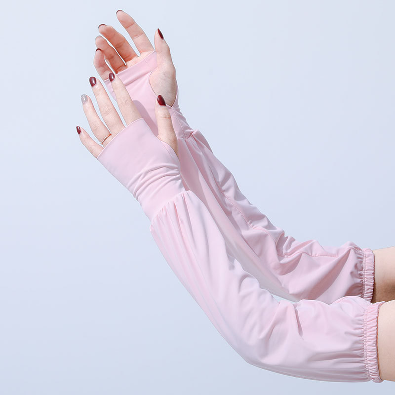 Manga de protección solar manga de hielo para mujer primavera y verano suelta delgada manga de protección UV guantes de protección del brazo Manga de seda de hielo