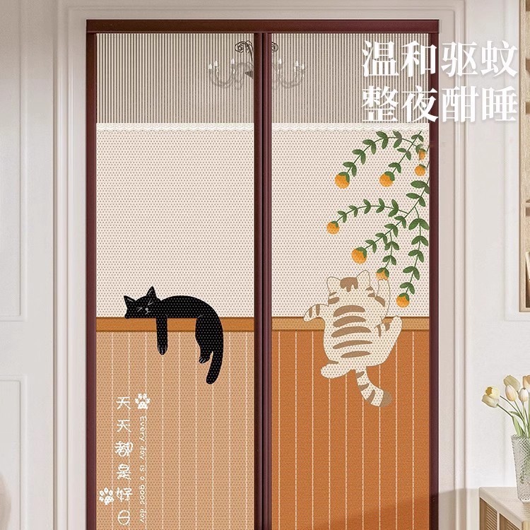2025 Cartoon Door Curtain Anti-Mosquito High-End Partition Curtain No Punch Velcro Self-Adhesive Strong Suction Partition Curtain Home