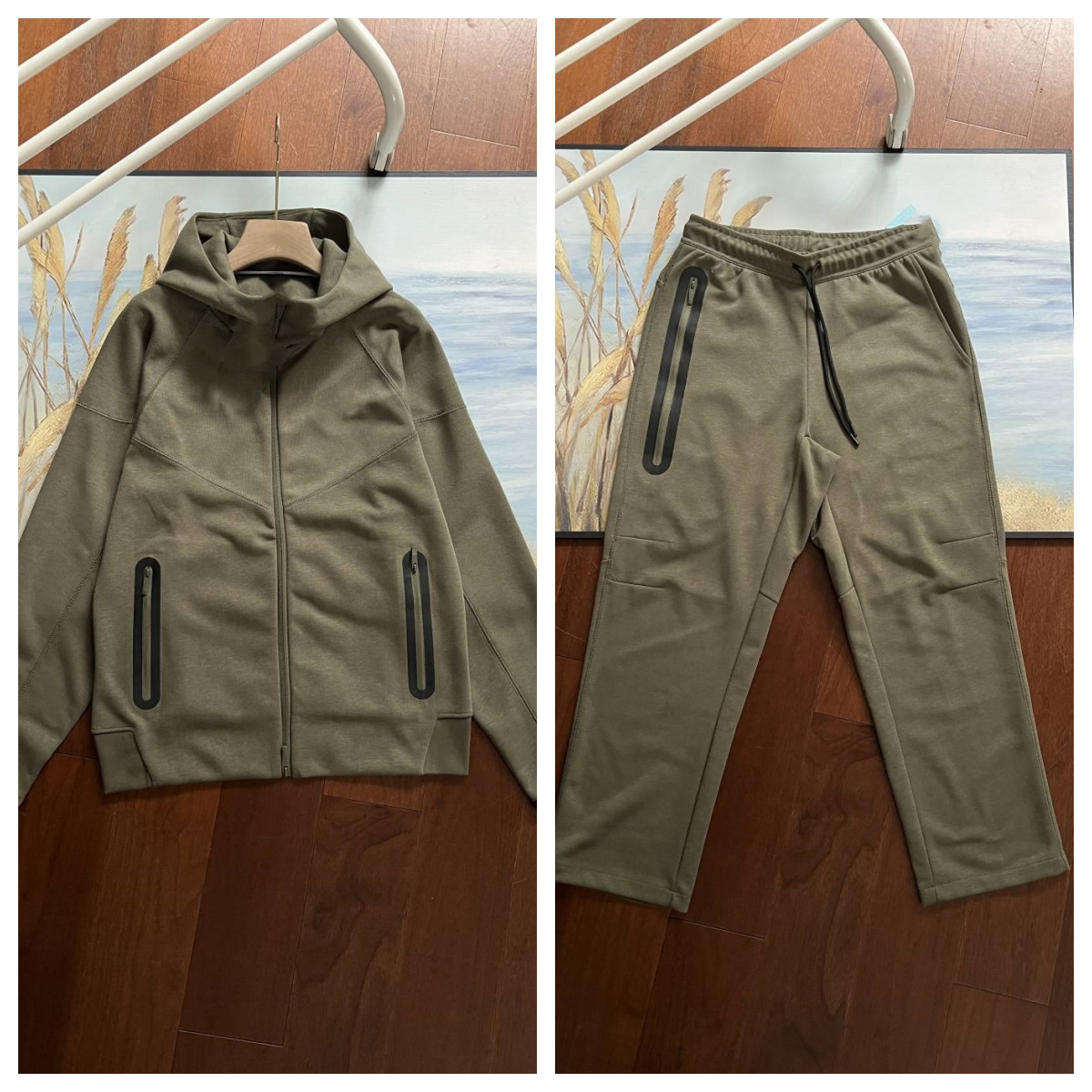 Sports Set otoño e invierno nueva marca compartida calle cremallera chaqueta con capucha pantalones rectos traje deportivo y casual hombre