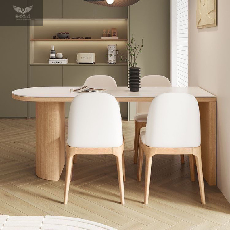 Madera moderna y simple crema de madera semi-círculo nórdica mesa de comedor de madera maciza mesa de pared doméstica pequeña