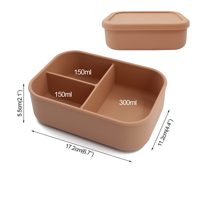 Caja de almuerzo fresca de microondas, caja de almuerzo para niños, caja de almuerzo de gran capacidad sellada, caja de almuerzo rectangular dividida, caja de almuerzo de silicona