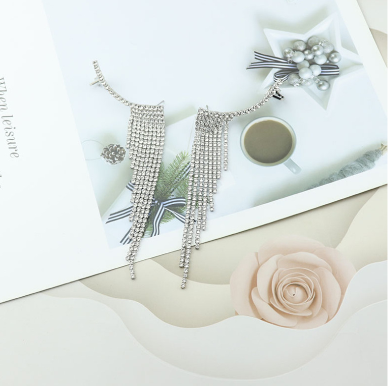 Tassel Pattern 1 Pair Luxurious Tassel Alloy Plating Rhinestones Women's Drop Earrings