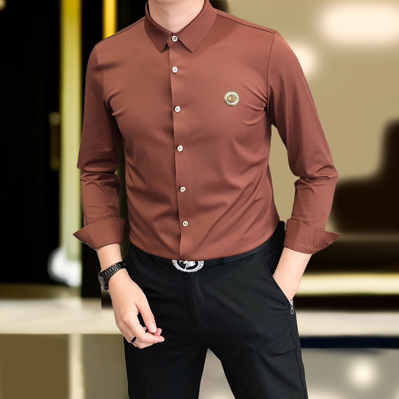春秋メンズビジネス作業服長袖シャツカジュアル職業紳士服パーマフリーメンズシャツ卸売メンズシャツ