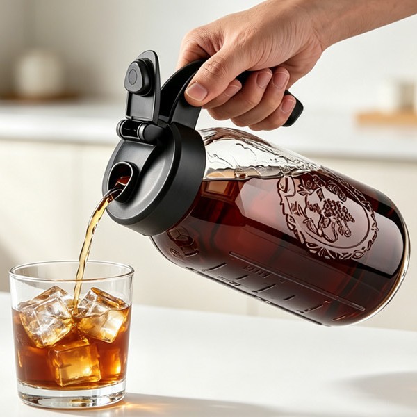Tarro Mason para Bebidas con Asa de Vidrio de Boca Ancha 64oz 32oz para Jugos