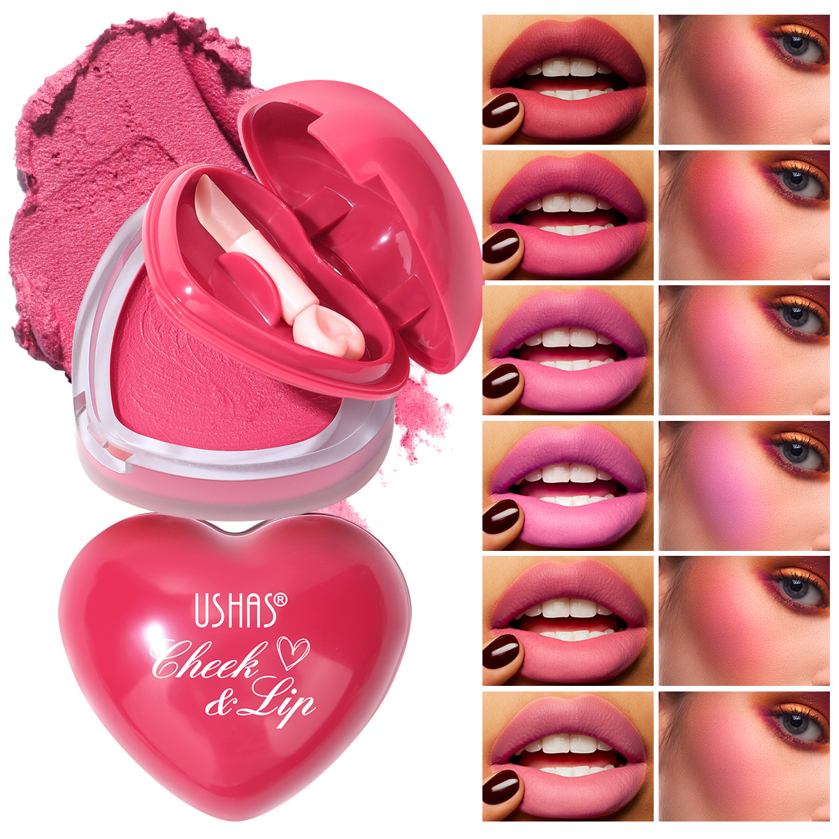 USHAS Transfronterizo Amazon Hot Sale Blush Waterproof Color Durable Love Mousse Blush UC159