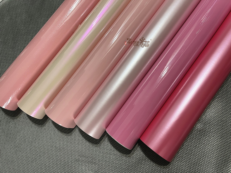 Car pink film, blush pink car body color change film, electric motorcycle ultra-bright crystal pink decorative sticker