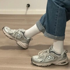 NB530莆田シューズ純正白銀グレー銀男女兼用カップル通気性スポーツ厚底増高スポーツシューズ軽量