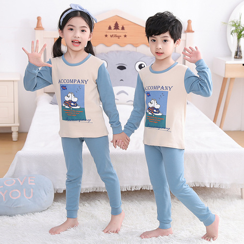 Children's autumn clothes and long pants set pure cotton medium and large children's cotton boys' thermal underwear boys' clothing girls' pajamas