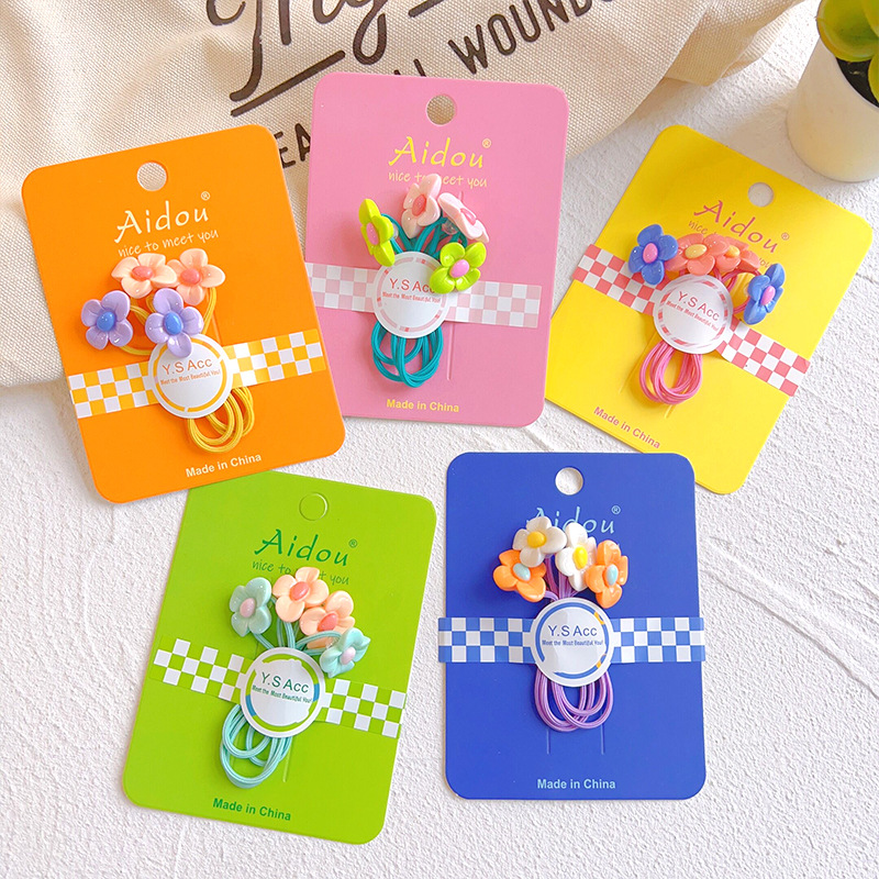 撞色花朵發繩女韓國甜美立體頭繩發圈高彈力扎馬尾繞繞皮筋髮飾