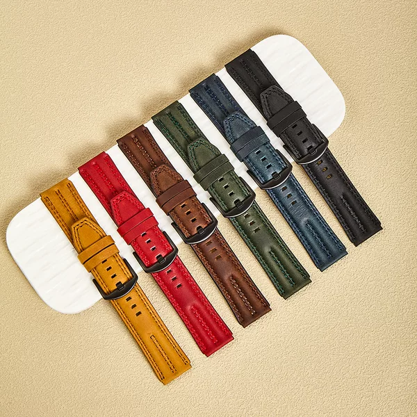 New high-end crazy horse leather watch strap suitable for Huawei GT6, 22mm quick-release pin buckle strap