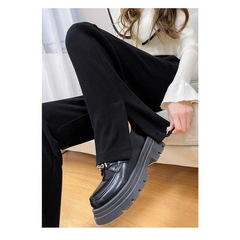 Maternity wide-leg split pants with warm lining, high-waisted drape slimming knitted straight-to-the-ground pants for autumn and spring new arrivals