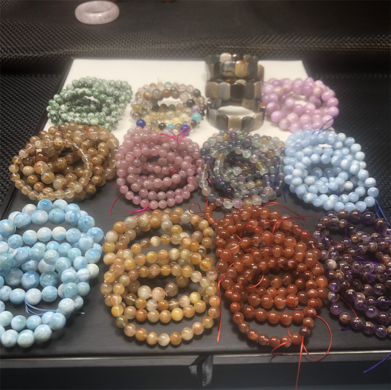 洁星碧玺金发晶红兔毛超七极光23绿幽灵月光石手链项链散珠批发